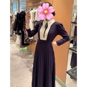 SNIDEL Pleated Dress with Polka Dot Details Size XS